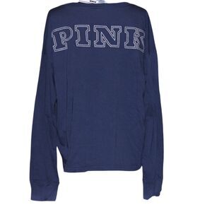 Victoria’s Secret PINK Navy Blue Long Sleeve Logo Women’s L Campus / Collegiate